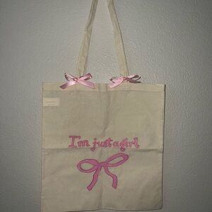 Pink Bow Canvas Tote Bag
